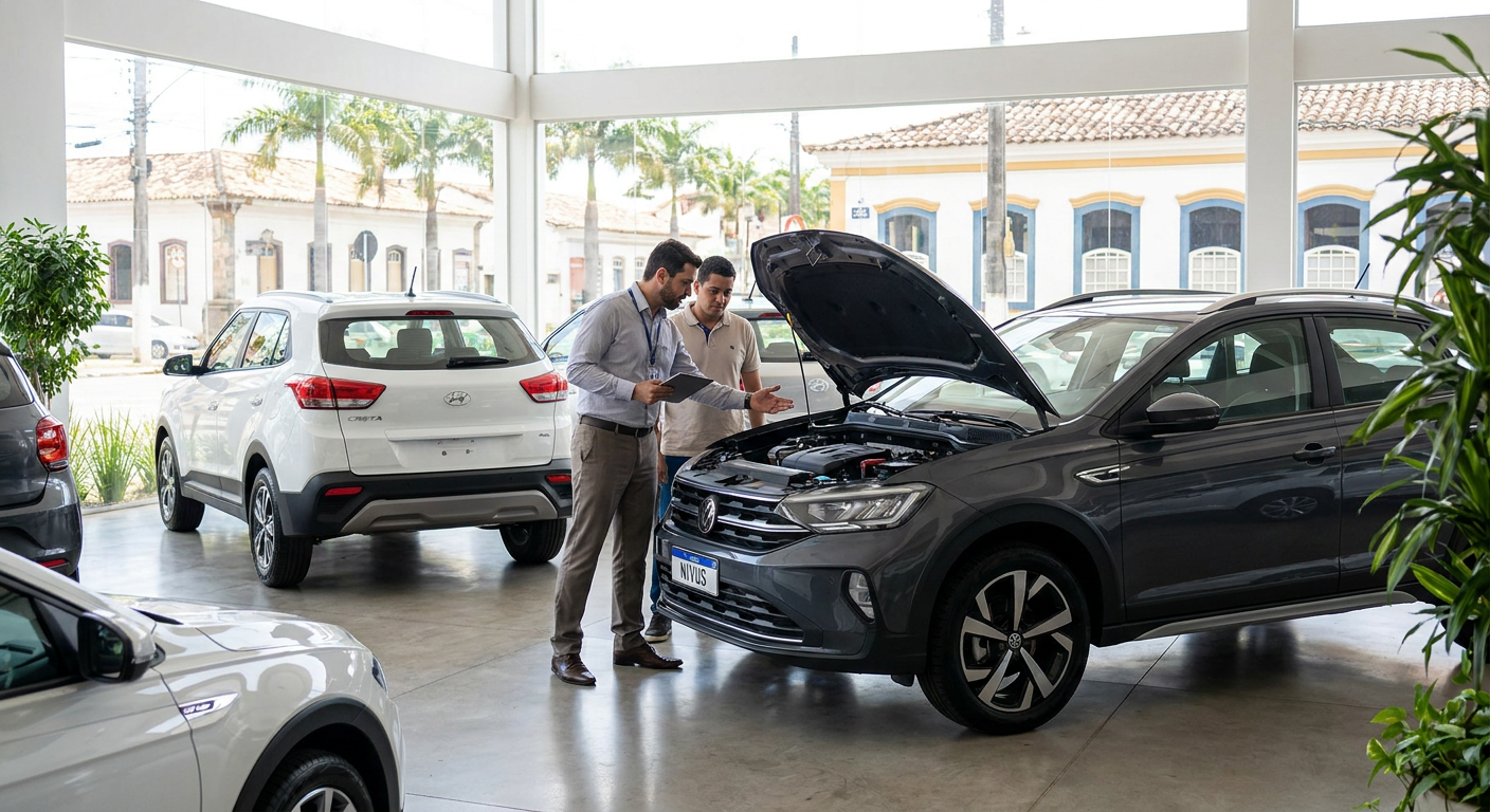 Especialista realizando uma avaliação de carros usados para revenda em um pátio de concessionária. Especialista realizando uma avaliação de carros usados para revenda em um pátio de concessionária.