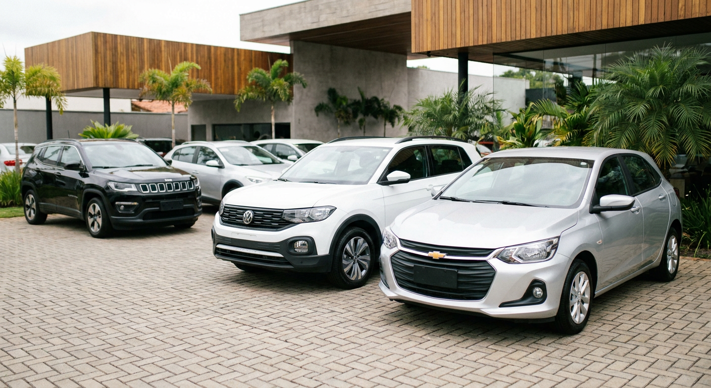 Pessoa em uma revenda de veículos analisando a diferença entre compra por PJ e PF para carros de revenda. Pessoa em uma revenda de veículos analisando a diferença entre compra por PJ e PF para carros de revenda.