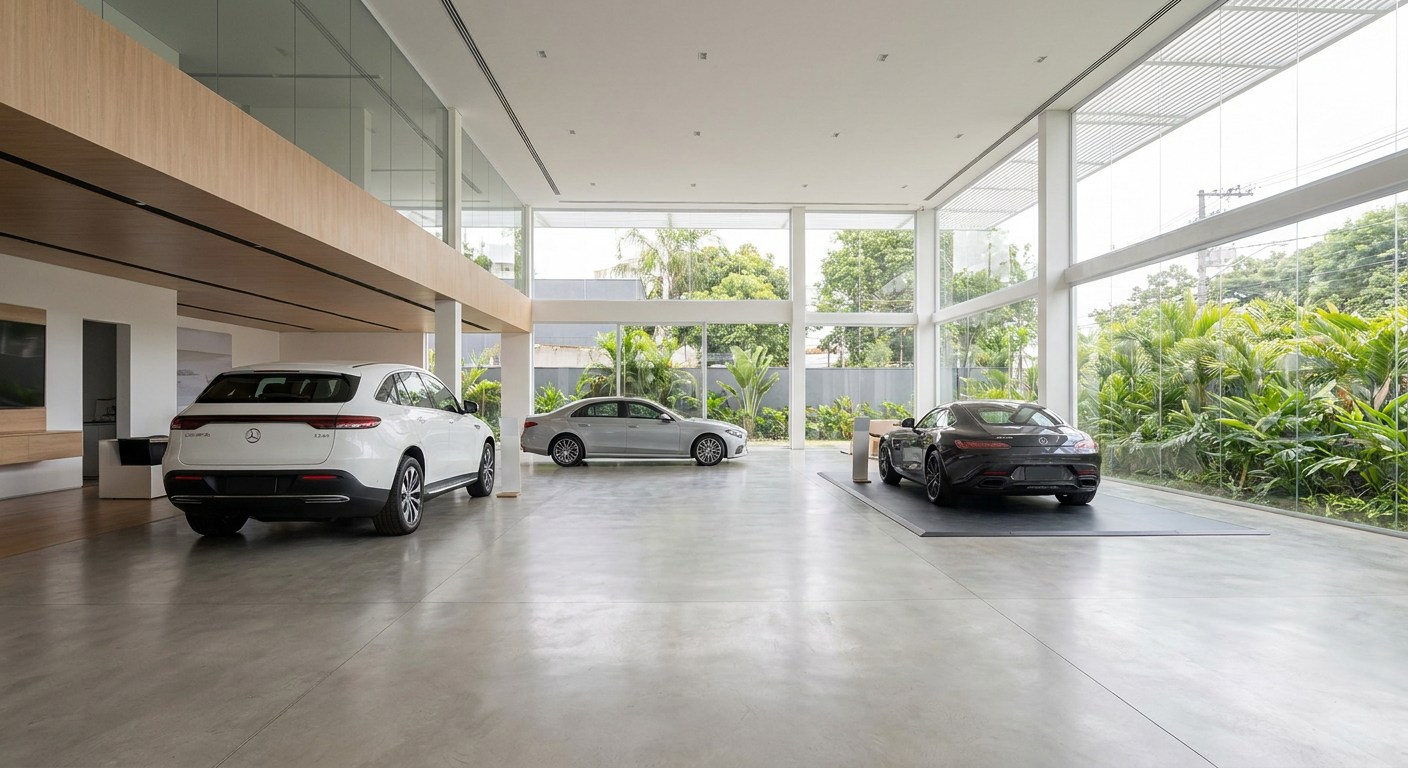 Showroom de uma revenda de veículos adequada às normas da LGPD para revenda de veículos.