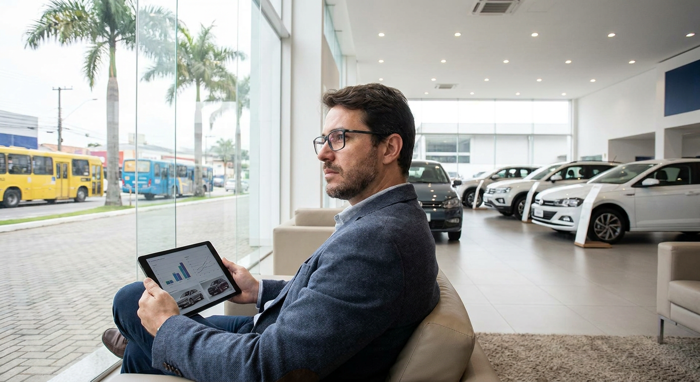 Gestor de revenda planejando a migração de sistema em um tablet. Gestor de revenda planejando a migração de sistema em um tablet.